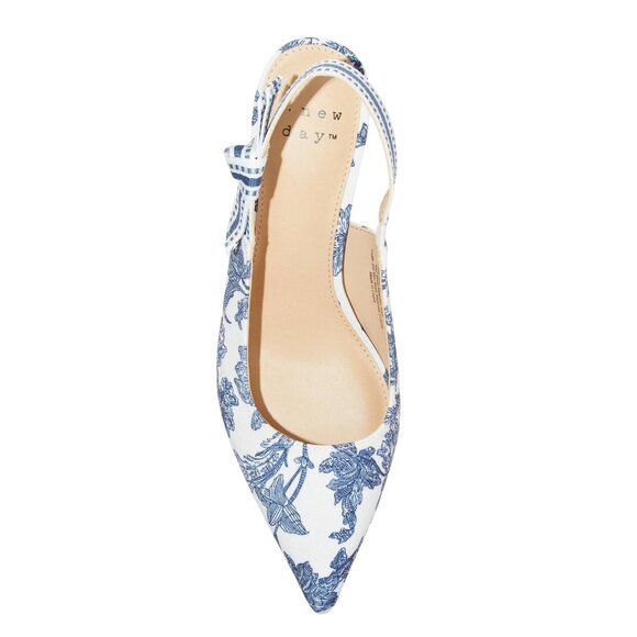 A New Day Womens Milan Floral Print Slingback Heels 93708032 Blue 6.5M - Picture 9 of 10